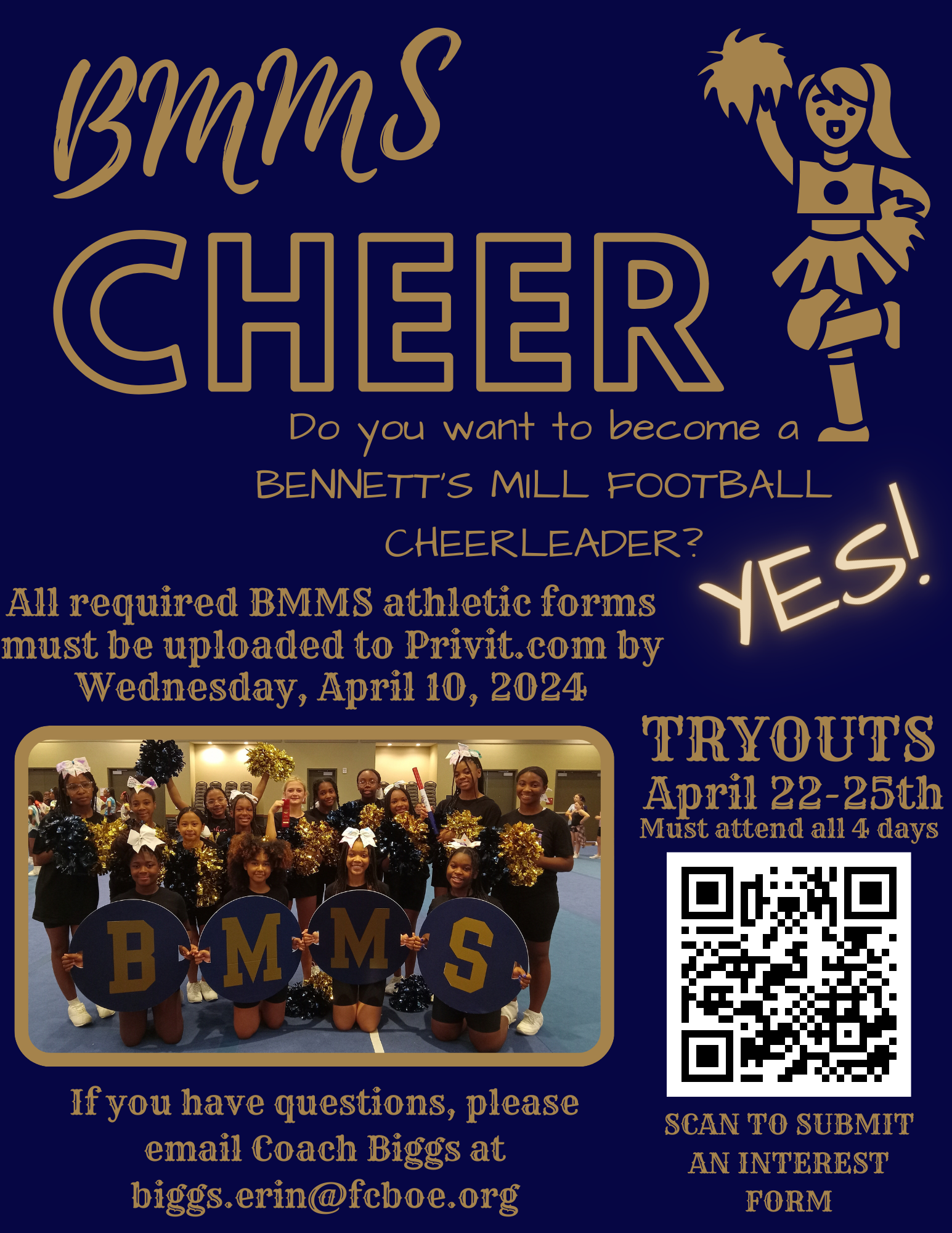  BMMS Cheer Tryout Information